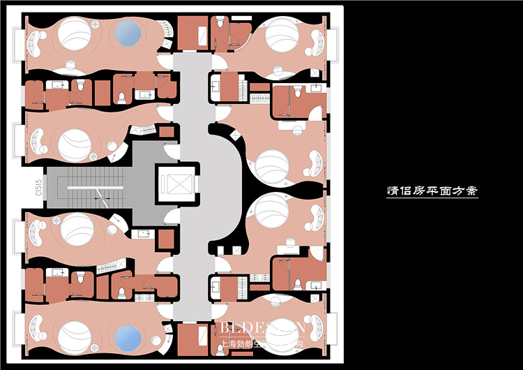 開封鉑珺主題精品酒店設(shè)計案例-酒店情侶客房層平面布局